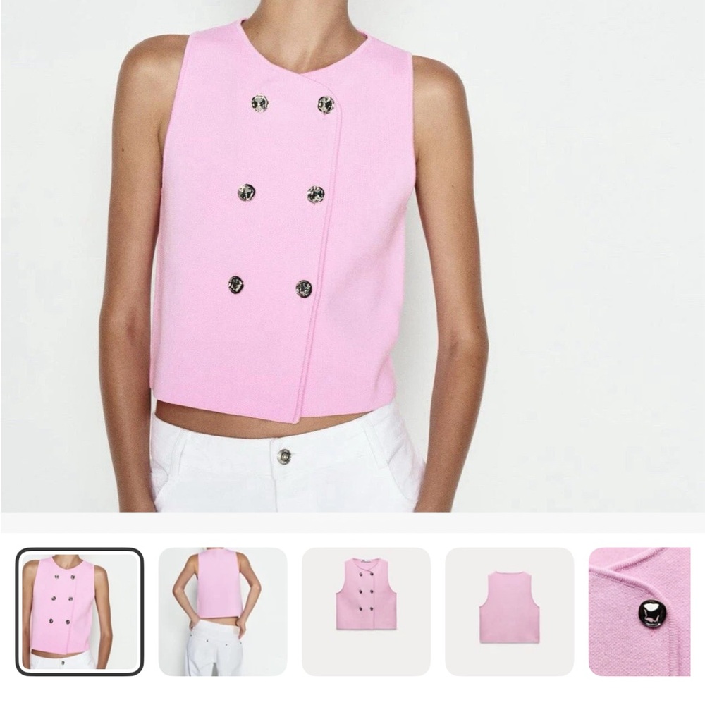 Zara Pink Knit Short Top - Love is Blind pink vest NWT medium